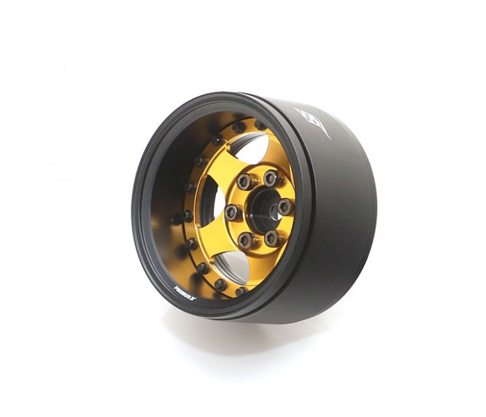 Boom Racing ProBuild™ 1.9" SV5 Adjustable Offset Aluminum Beadlock Wheels (2) Matte Black/Gold
