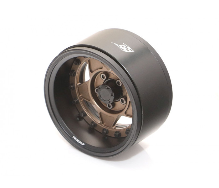 Boom Racing ProBuild™ 1.9" RTS Adjustable Offset Aluminum Beadlock Wheels (2) Matte Black/Matte Bronze