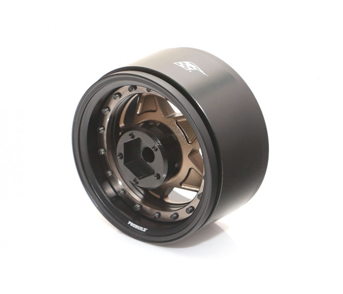 Boom Racing ProBuild™ 1.9" RTS Adjustable Offset Aluminum Beadlock Wheels (2) Matte Black/Matte Bronze