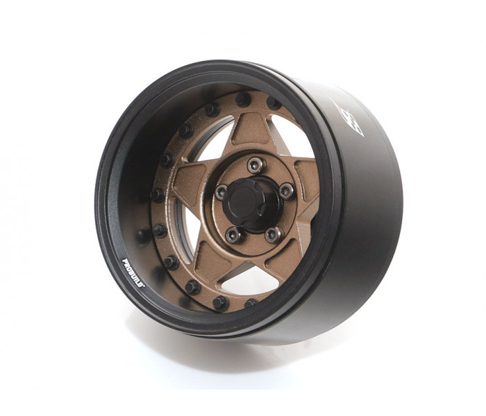 Boom Racing ProBuild™ 1.9" RTS Adjustable Offset Aluminum Beadlock Wheels (2) Matte Black/Matte Bronze