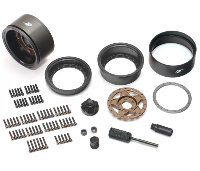 Boom Racing ProBuild™ 1.9" RTS Adjustable Offset Aluminum Beadlock Wheels (2) Matte Black/Matte Bronze