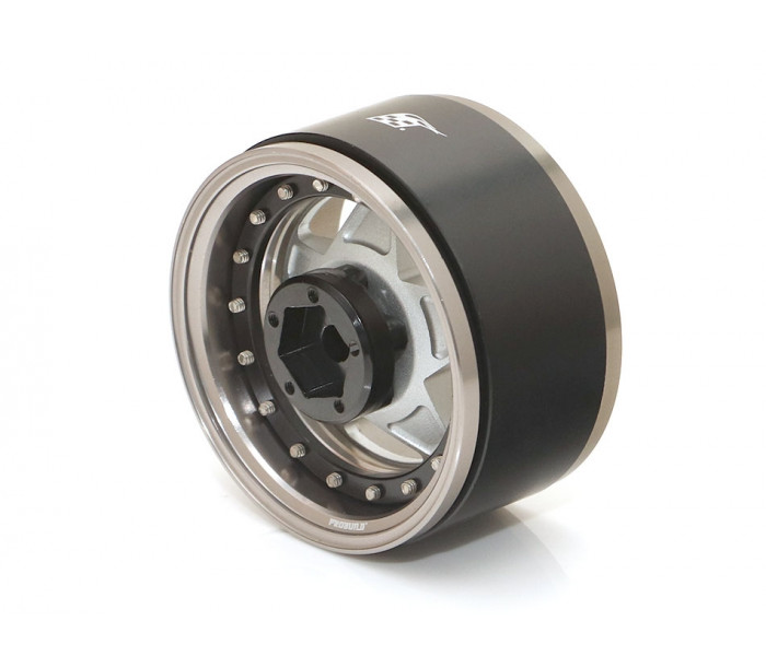Boom Racing ProBuild™ 1.9" RTS Adjustable Offset Aluminum Beadlock Wheels (2) Gun Metal/Matte Silver