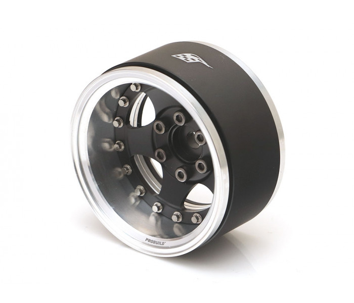 Boom Racing ProBuild™ 1.9" SV5 Adjustable Offset Aluminum Beadlock Wheels (2) Raw Silver/Matte Black