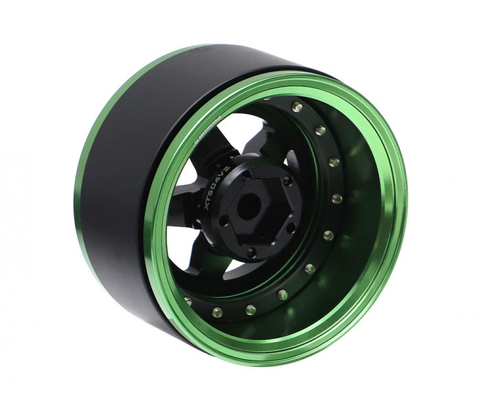 Boom Racing ProBuild™ 1.9" SS5 Adjustable Offset Aluminum Beadlock Wheels (2) Green/Black