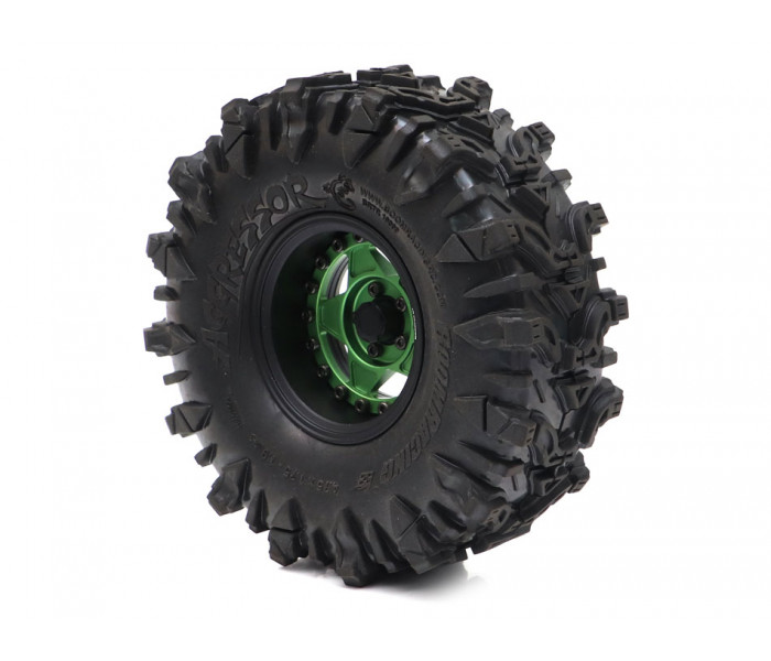 Boom Racing ProBuild™ 1.9" RTS Adjustable Offset Aluminum Beadlock Wheels (2) Matte Black/Matte Green
