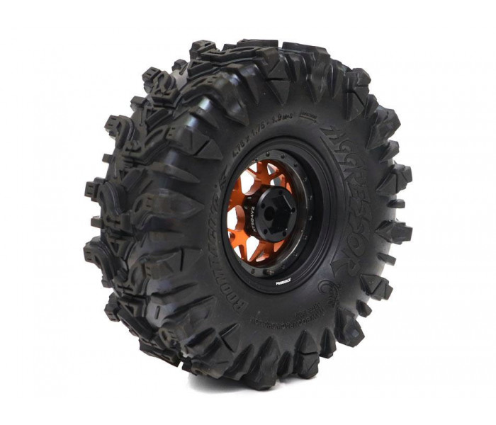 Boom Racing ProBuild™ 1.9" LGB Adjustable Offset Aluminum Beadlock Wheels (2) Matte Black/Orange