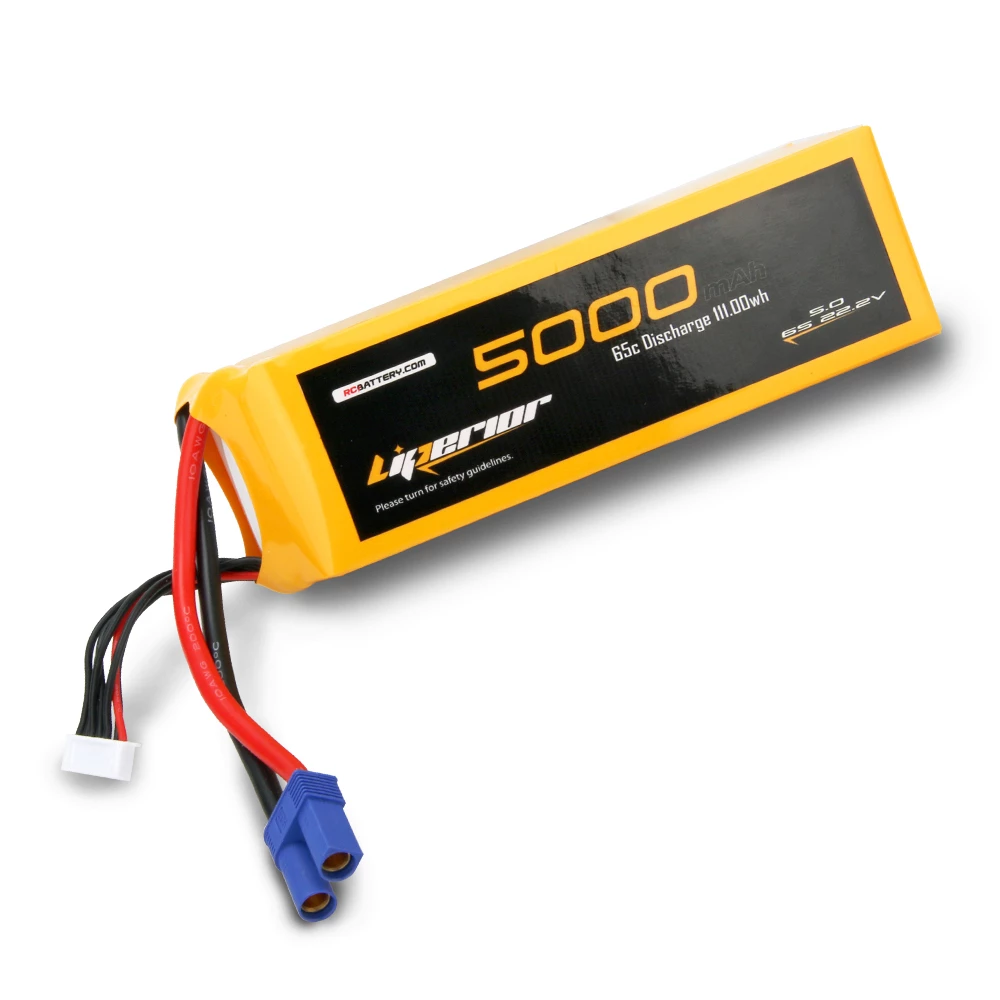 RC Battery Liperior 5000mAh 6S 65C 22.2V Lipo Battery With EC5 Plug