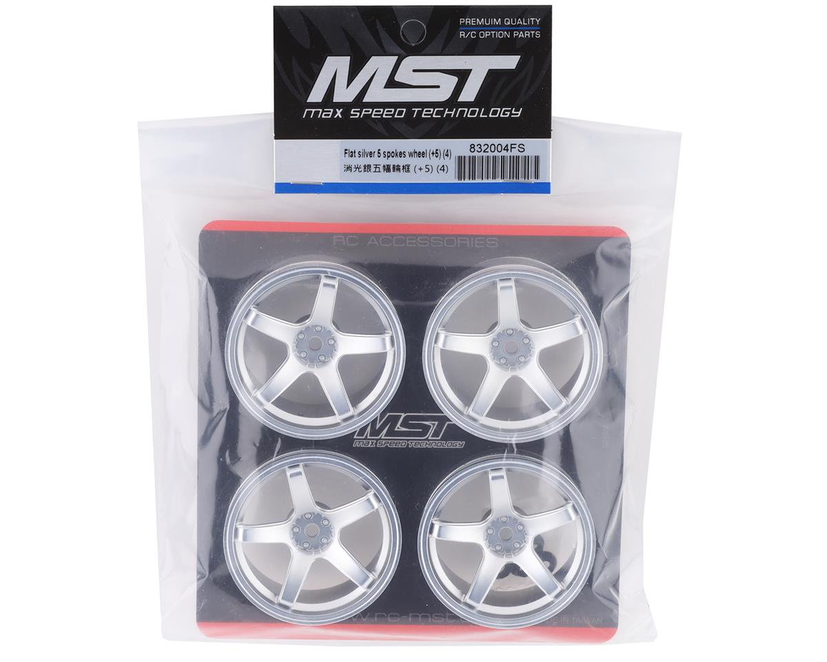 MST 5 Spoke Wheel Set (Flat Silver) (4) (5mm Offset) w/12mm Hex