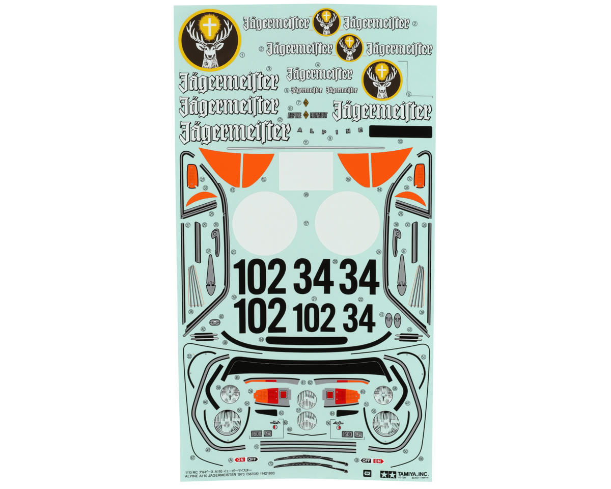 Tamiya 1973 Alpine A110 Jägermeister Body w/Parts Set (Clear)