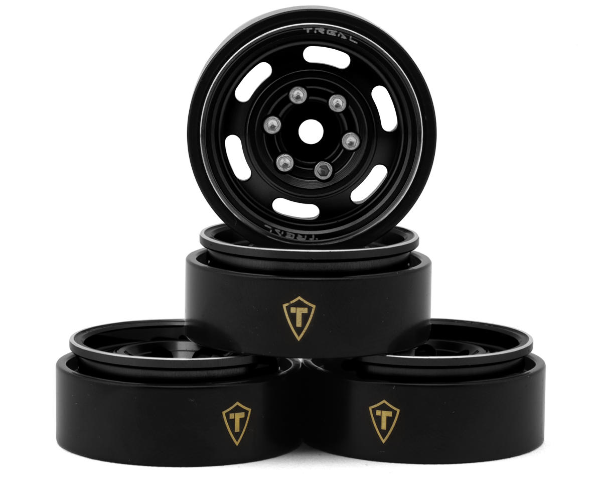 Treal Hobby Type E 1.0" 6-Slot Beadlock Wheels (Black) (4) (21.9g)