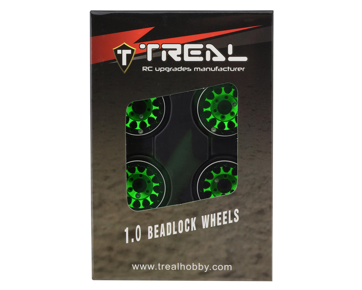 Treal Hobby Type I 1.0" Classic 12-Spoke Beadlock Wheels (Green) (4) (27.2g)