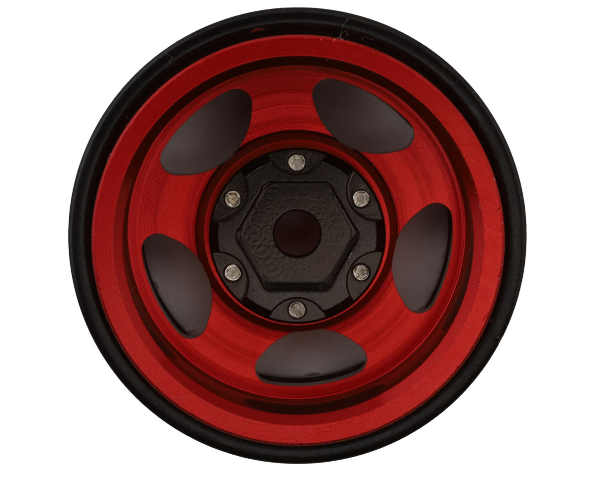 Treal Hobby Type B 1.0" 5-Spoke Beadlock Wheels (Black/Red) (4) (22.4g)