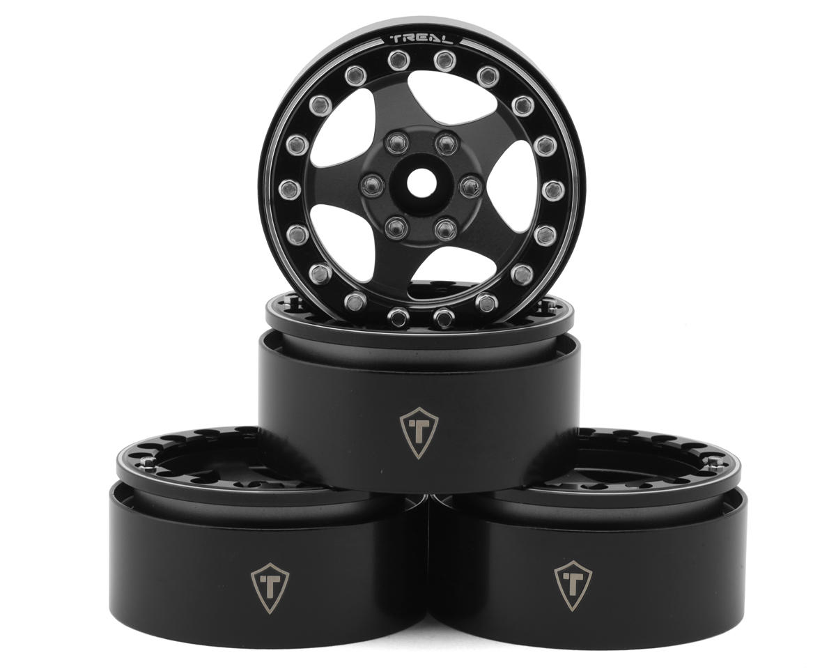 Treal Hobby Type E 1.9" Classic 5-Spoke Beadlock Wheels (Grey/Black) (4)