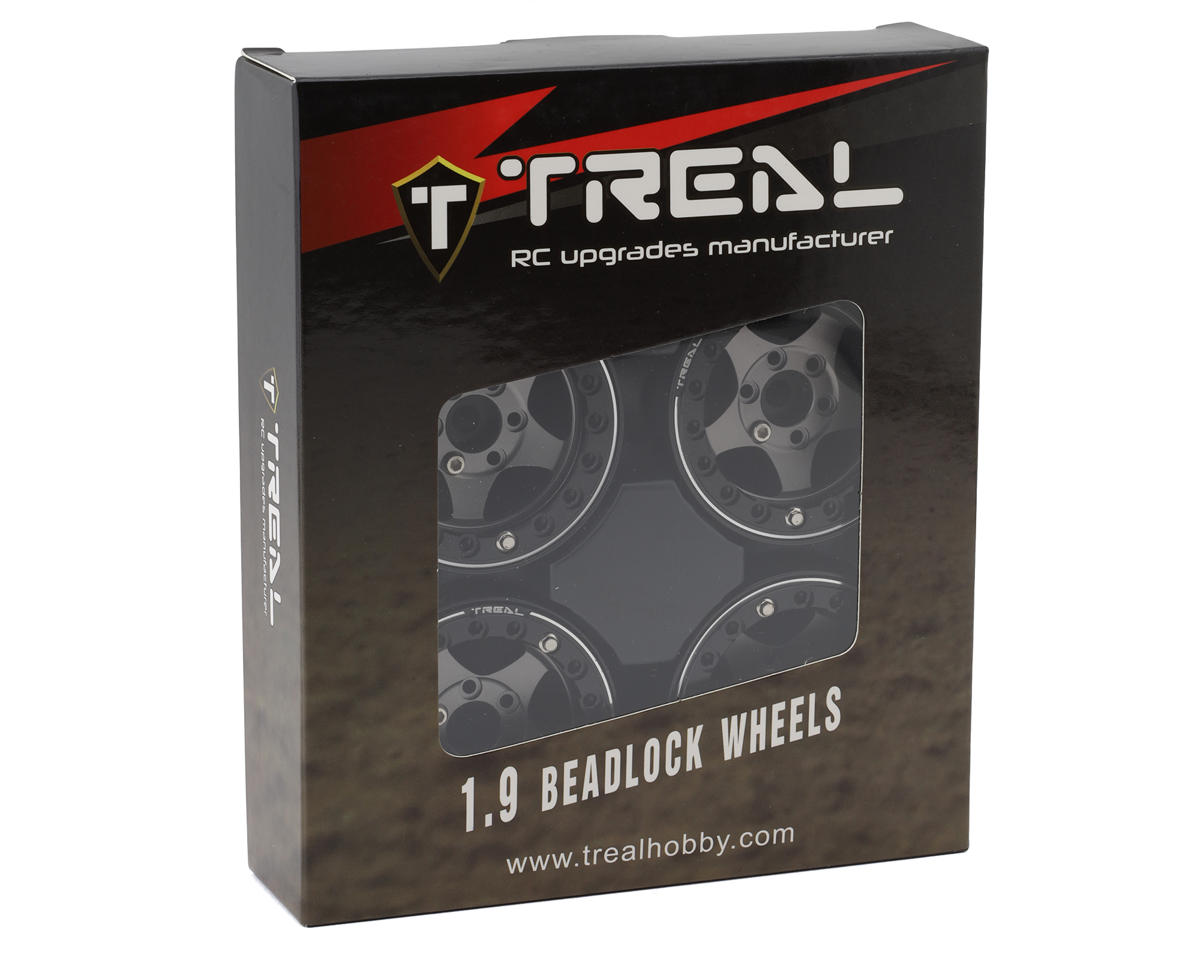 Treal Hobby Type E 1.9" Classic 5-Spoke Beadlock Wheels (Grey/Black) (4)