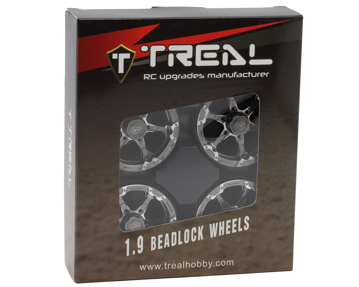 Treal Hobby Type 4P 1.9" 6-Spoke Beadlock Wheels (Titanium) (4)