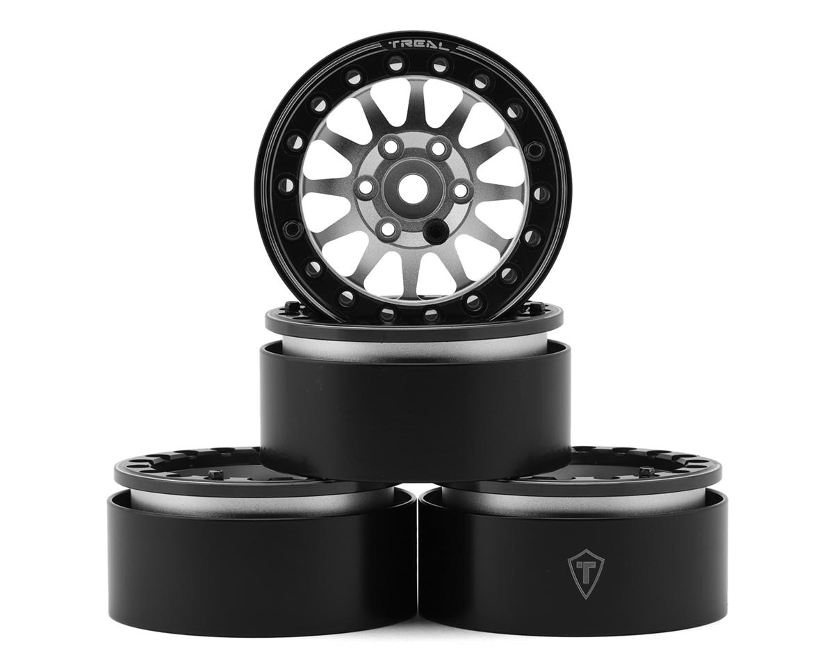 Treal Hobby Type D 1.9" 12-Spoke Beadlock Wheels (Silver/Black) (4)