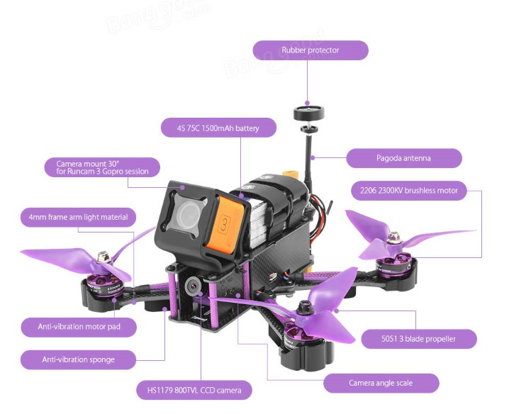 SN Hobbies - Eachine Wizard X220S FPV Racer Omnibus F4 5.8G 72CH VTX